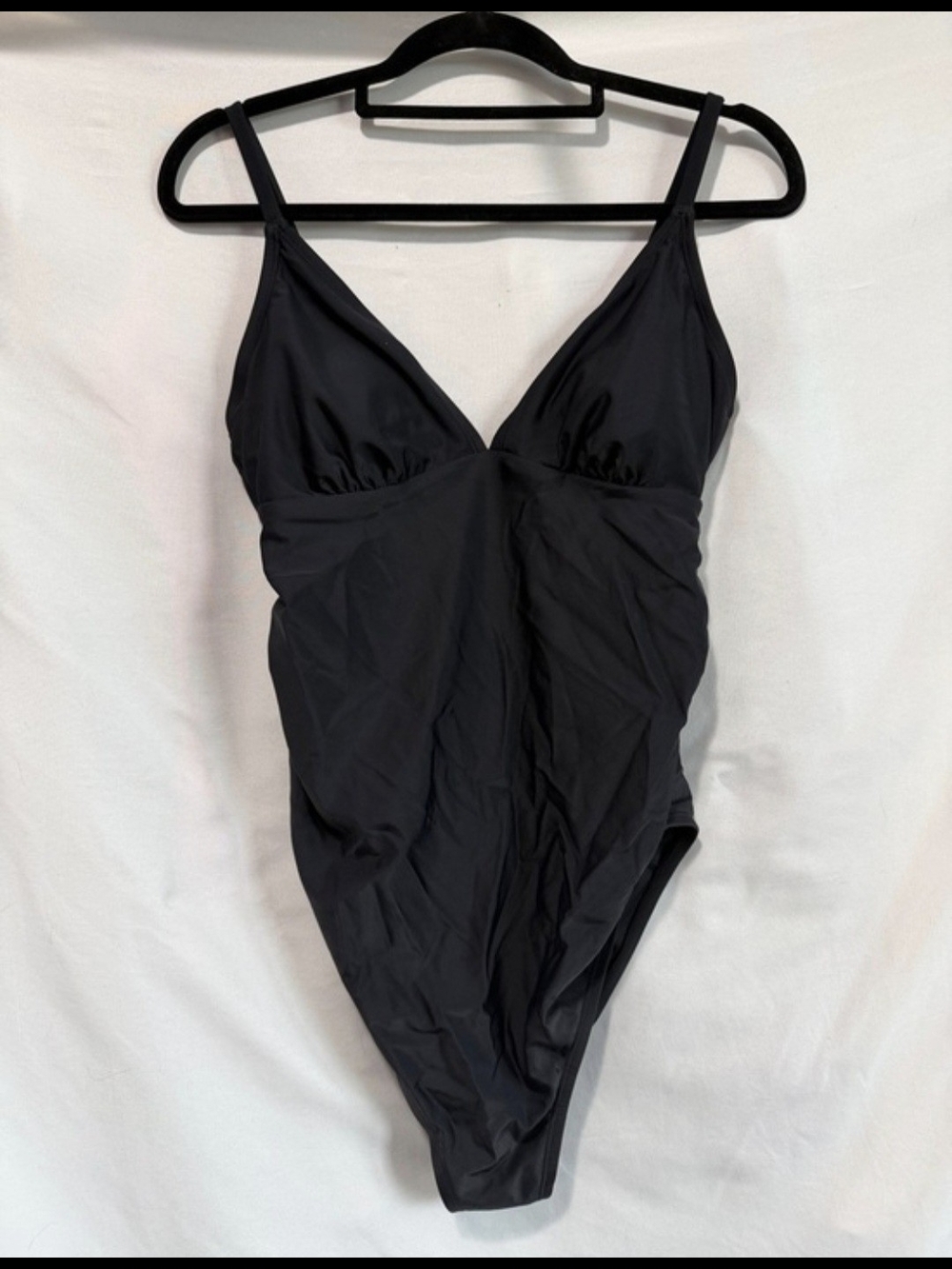 Classic Black V-Neck One-Piece Swimsuit